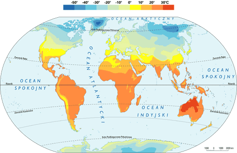 temperatury stycznia na kuli ziemskiej